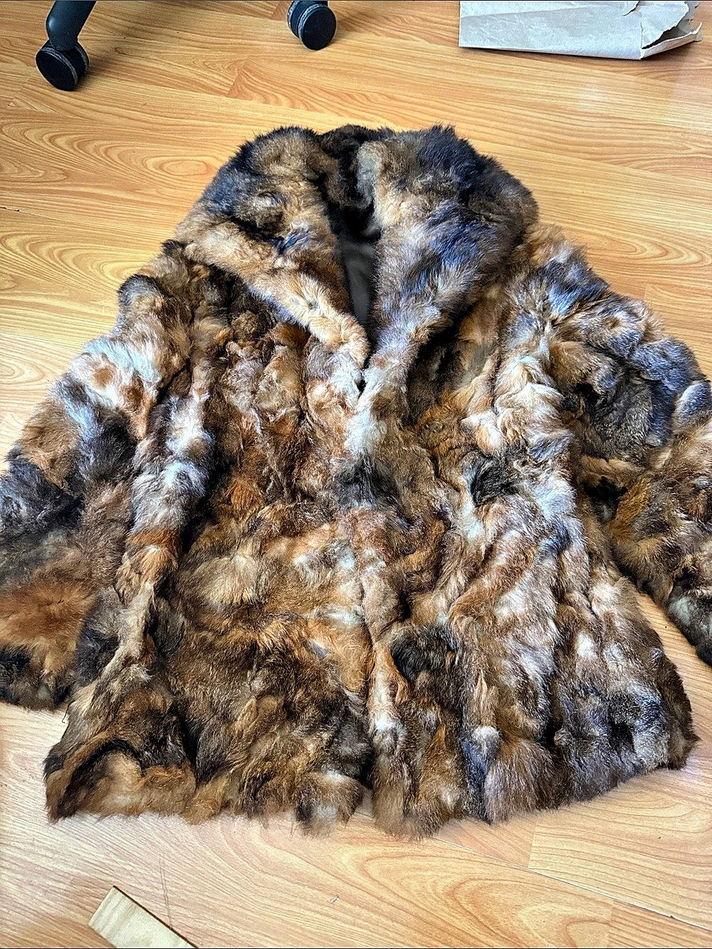 Vintage Fur Coat in Brown & Black